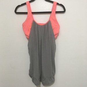 PINK GREY LULULEMON TANK BUILT IN BRA